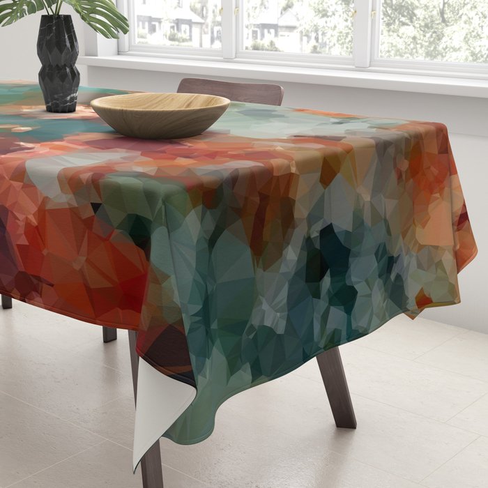 Turquoise Copper Agate Low Poly Geometric Triangles Tablecloth Gallery Image 3