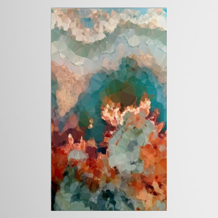 Turquoise Copper Agate Low Poly Geometric Triangles Tablecloth Gallery Image 2