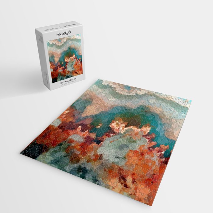 Turquoise Copper Agate Low Poly Geometric Triangles Jigsaw Puzzle Gallery Image 2