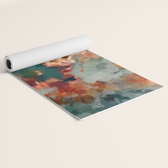 Turquoise Copper Agate Low Poly Geometric Triangles Yoga Mat Gallery Image 2