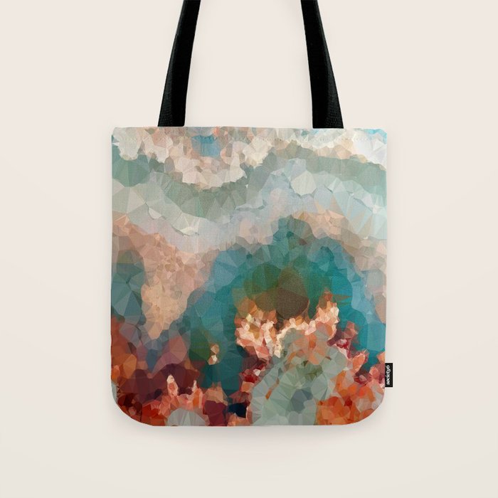Turquoise Copper Agate Low Poly Geometric Triangles Tote Bag Gallery Image 1