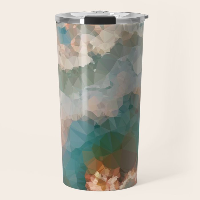 Turquoise Copper Agate Low Poly Geometric Triangles Travel Mug Gallery Image 1