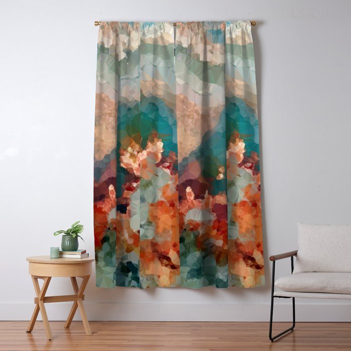 Turquoise Copper Agate Low Poly Geometric Triangles Window Curtain Gallery Image 5