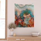 Turquoise Copper Agate Low Poly Geometric Triangles Wall Tapestry Gallery Image 2