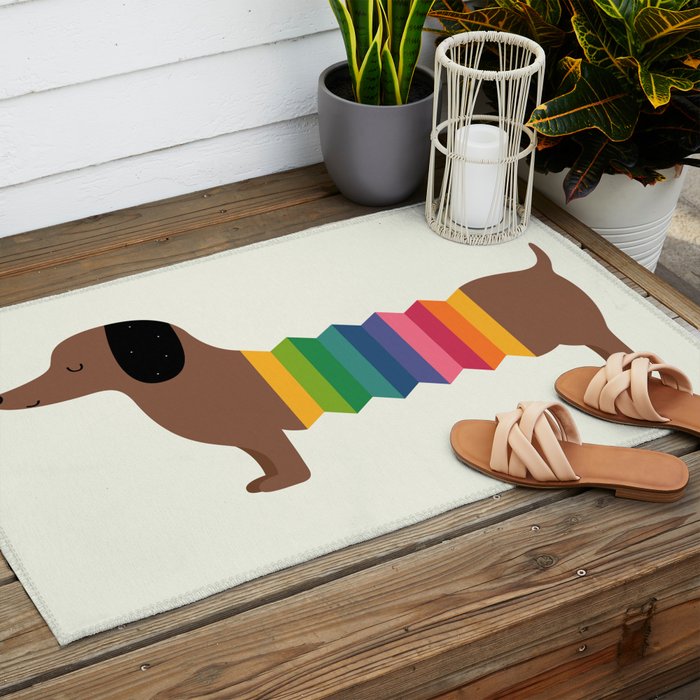 Rainbow Dooooog Outdoor Rug Gallery Image 2