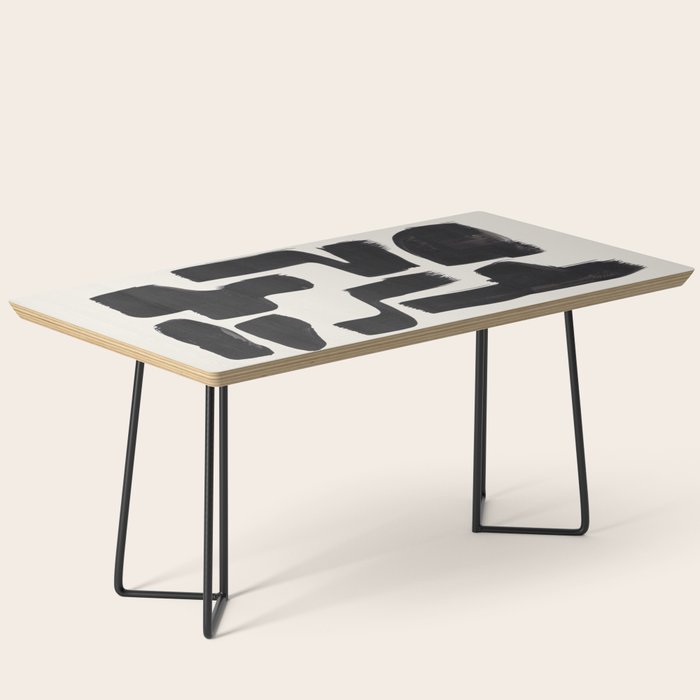 Mid Century Modern Minimalist Abstract Art Brush Strokes Black & White Ink Art Shapes Coffee Table Gallery Image 1