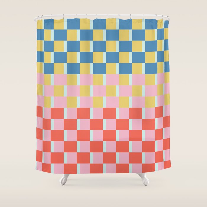 Colorful Checkerboard Shower Curtain Gallery Image 1