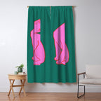 Pink Cat On Green Background Window Curtain Gallery Image 5