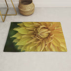 Sunny Disposition x Yellow Dahlia flower botanical photograph Rug Gallery Image 1
