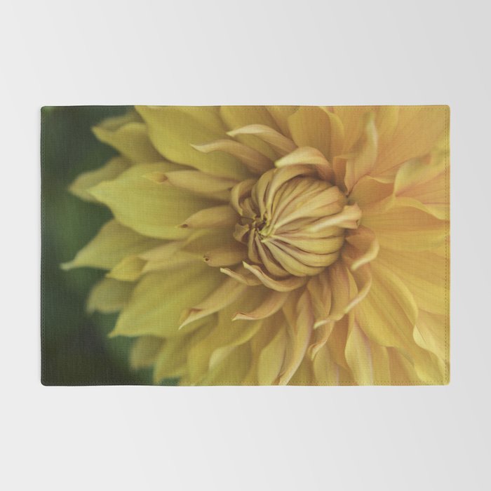 Sunny Disposition x Yellow Dahlia flower botanical photograph Rug Gallery Image 2