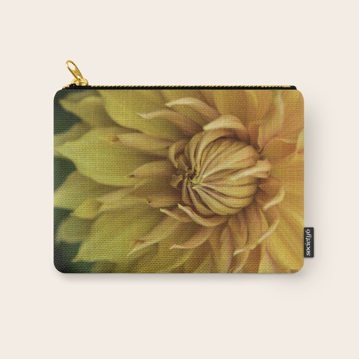 Sunny Disposition x Yellow Dahlia flower botanical photograph Carry All Pouch Gallery Image 1