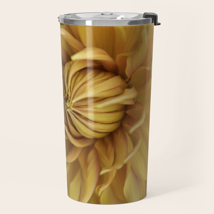 Sunny Disposition x Yellow Dahlia flower botanical photograph Travel Mug Gallery Image 2