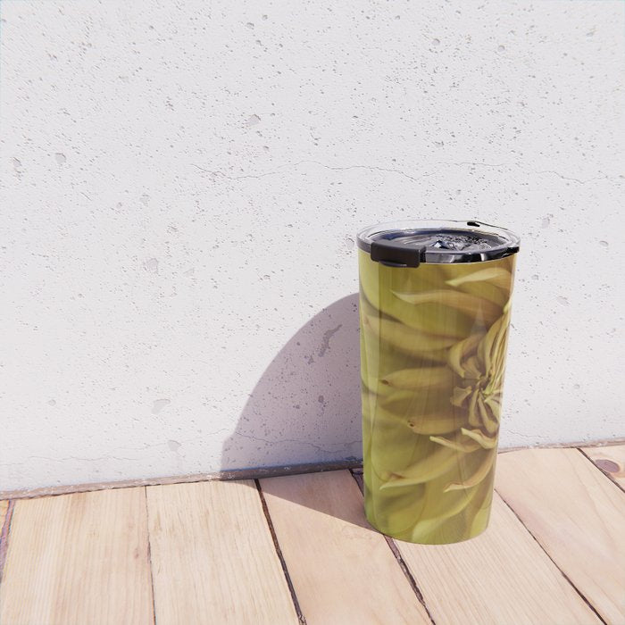 Sunny Disposition x Yellow Dahlia flower botanical photograph Travel Mug Gallery Image 4