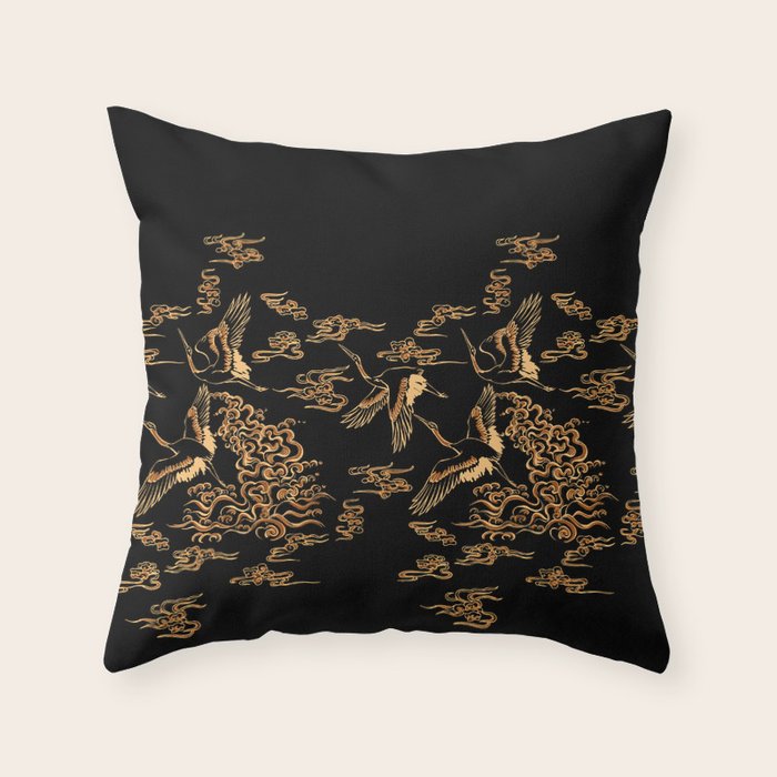 Crane and clouds Throw Pillow Gallery Image 6