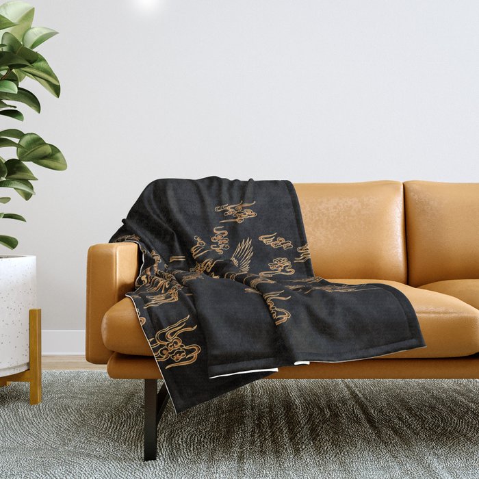 Crane and clouds Throw Blanket Gallery Image 1