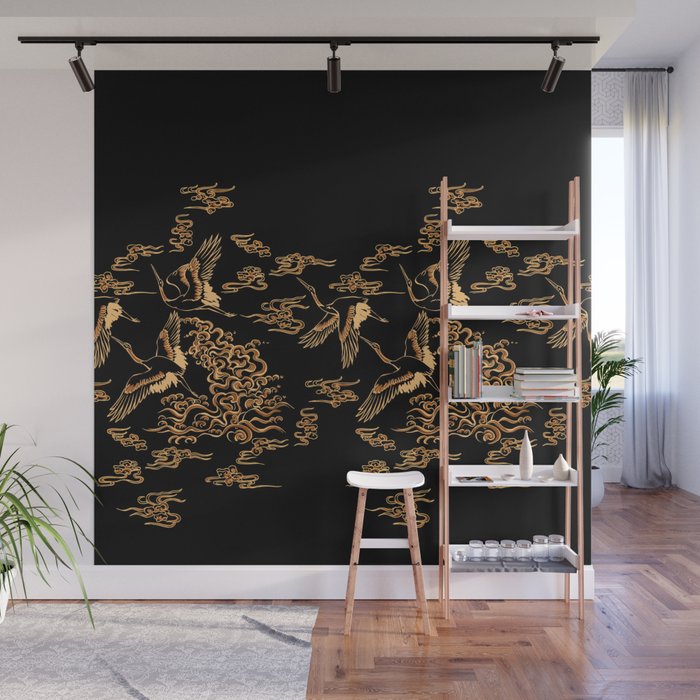 Crane and clouds Wall Mural