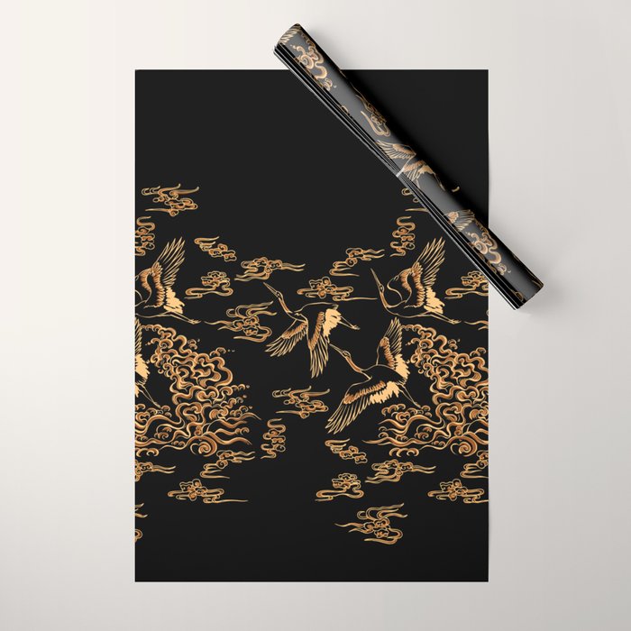 Crane and clouds Wrapping Paper Gallery Image 1