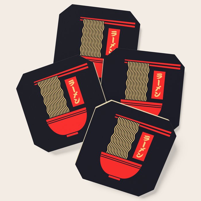 Ramen Minimal - Black Coaster Gallery Image 1