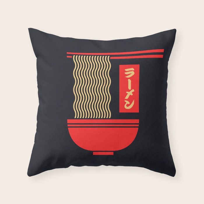 Ramen Minimal - Black Throw Pillow Gallery Image 6