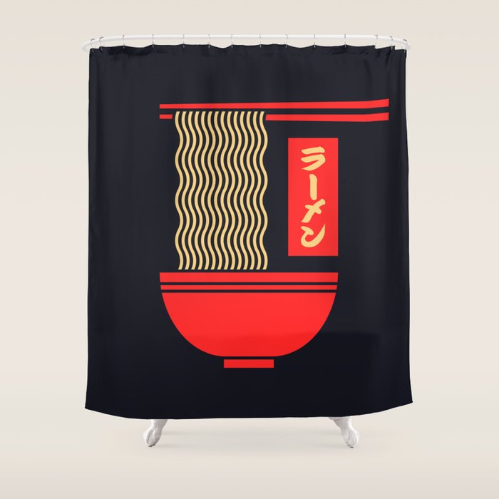 Ramen Minimal - Black Shower Curtain Gallery Image 1
