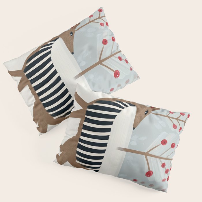 Deer In the Snowy Forest Pillow Sham Gallery Image 1