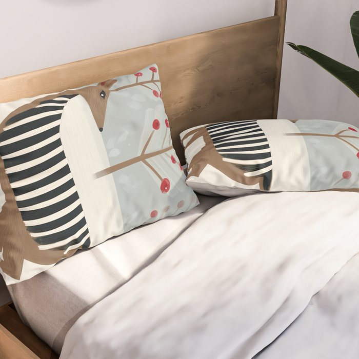 Deer In the Snowy Forest Pillow Sham Gallery Image 2