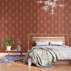 Red and Gold Damask Pattern Ornate Floral Medallions for Luxe Maximalist Wallpaper Gallery Image 3
