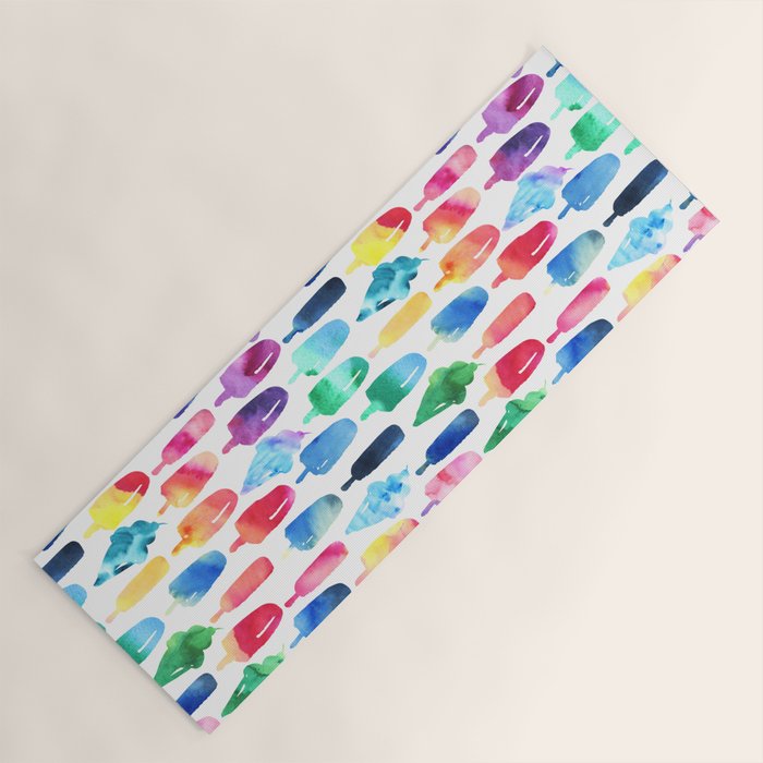 Rainbow Watercolor Popsicles Ice Cream Cones Yoga Mat Gallery Image 1