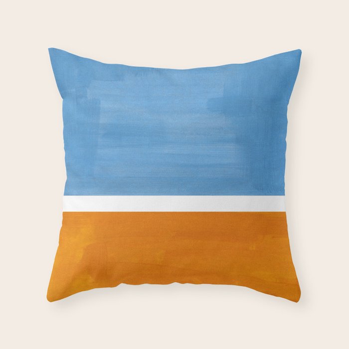 Rothko Minimalist Abstract Mid Century Color Black Square Periwinkle Yellow Ochre Throw Pillow Gallery Image 1