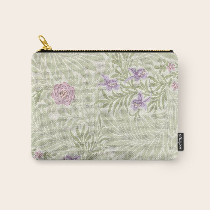 William Morris Larkspur Green Olive Lilac Carry All Pouch Gallery Image 1