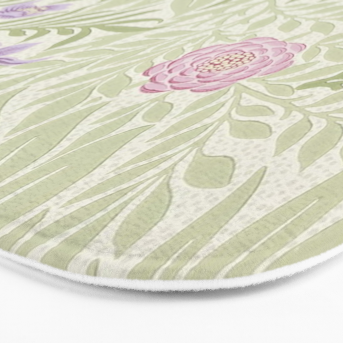 William Morris Larkspur Green Olive Lilac Bath Mat Gallery Image 3