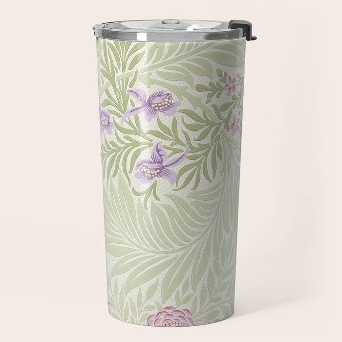 William Morris Larkspur Green Olive Lilac Travel Mug Gallery Image 2