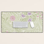 William Morris Larkspur Green Olive Lilac Desk Mat Gallery Image 1