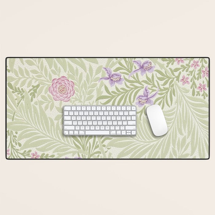 William Morris Larkspur Green Olive Lilac Desk Mat Gallery Image 1