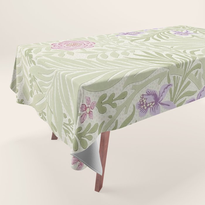 William Morris Larkspur Green Olive Lilac Tablecloth