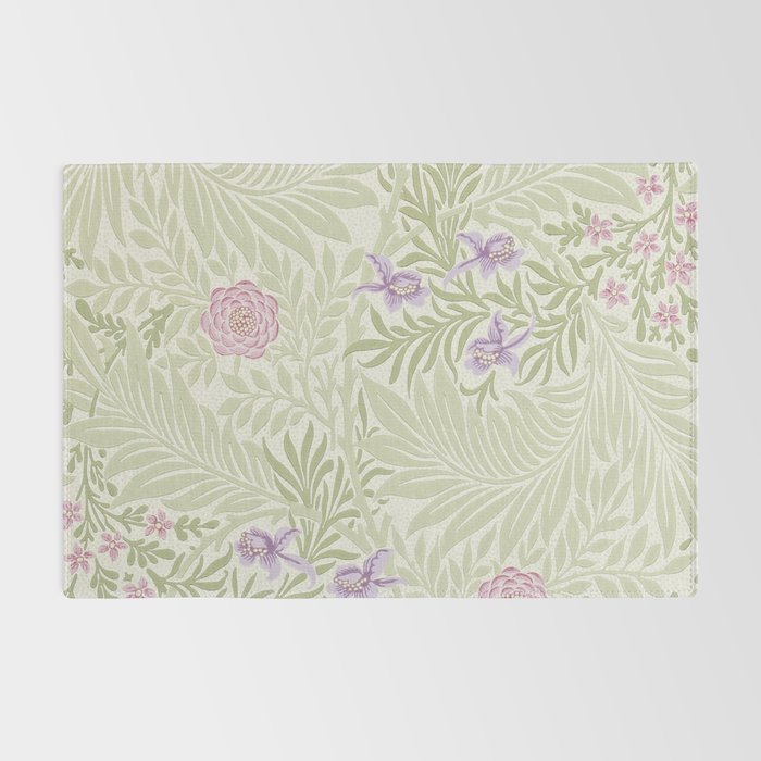 William Morris Larkspur Green Olive Lilac Rug Gallery Image 2