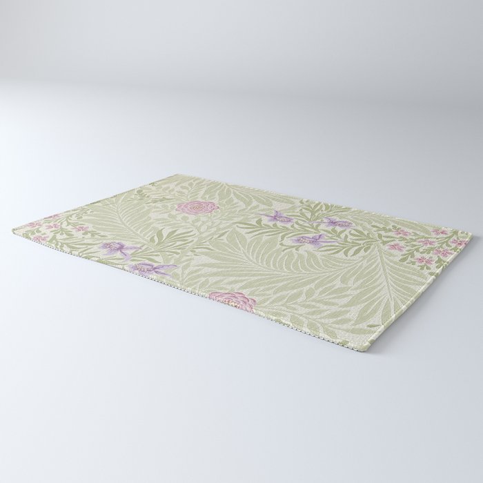 William Morris Larkspur Green Olive Lilac Rug Gallery Image 3