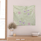 William Morris Larkspur Green Olive Lilac Wall Tapestry Gallery Image 2