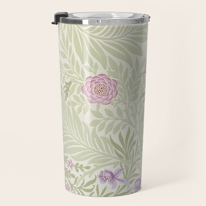 William Morris Larkspur Green Olive Lilac Travel Mug Gallery Image 3