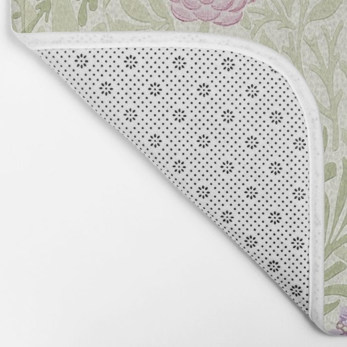 William Morris Larkspur Green Olive Lilac Bath Mat Gallery Image 2