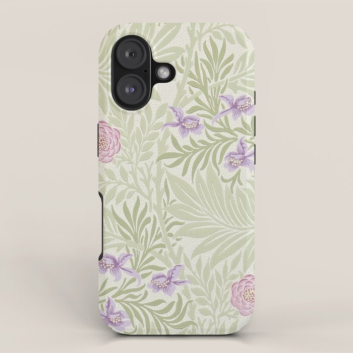 William Morris Larkspur Green Olive Lilac iPhone Case Gallery Image 1