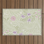 William Morris Larkspur Green Olive Lilac Outdoor Rug Gallery Image 1