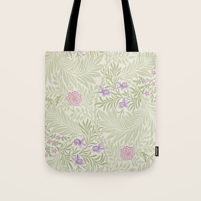 William Morris Larkspur Green Olive Lilac Tote Bag Gallery Image 1