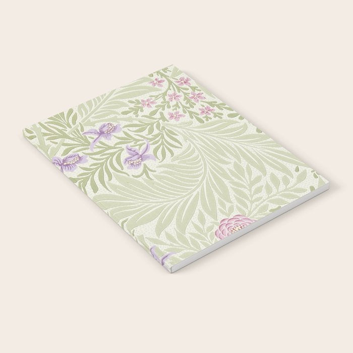 William Morris Larkspur Green Olive Lilac Notebook Gallery Image 1