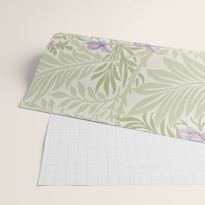 William Morris Larkspur Green Olive Lilac Wrapping Paper Gallery Image 2