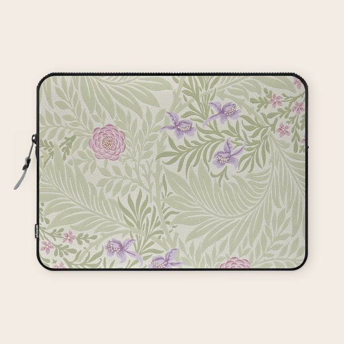 William Morris Larkspur Green Olive Lilac Laptop Sleeve Gallery Image 1