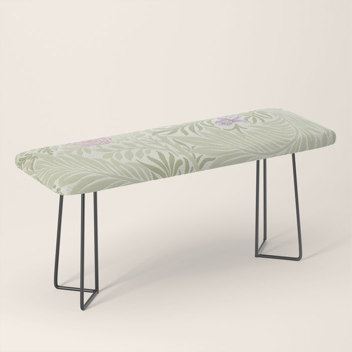 William Morris Larkspur Green Olive Lilac Bench Gallery Image 1