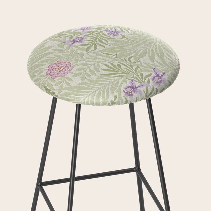 William Morris Larkspur Green Olive Lilac Stool Gallery Image 2