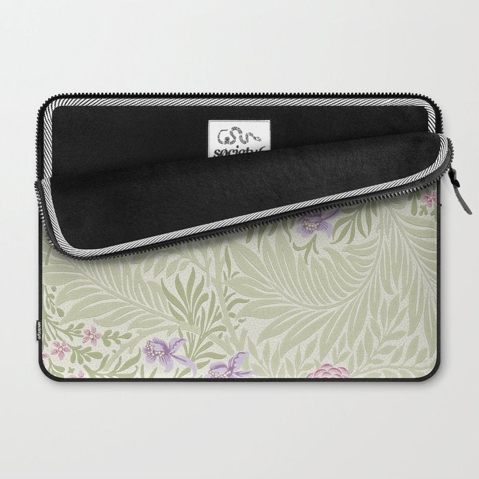 William Morris Larkspur Green Olive Lilac Laptop Sleeve Gallery Image 2