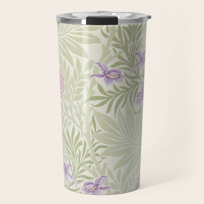 William Morris Larkspur Green Olive Lilac Travel Mug Gallery Image 1